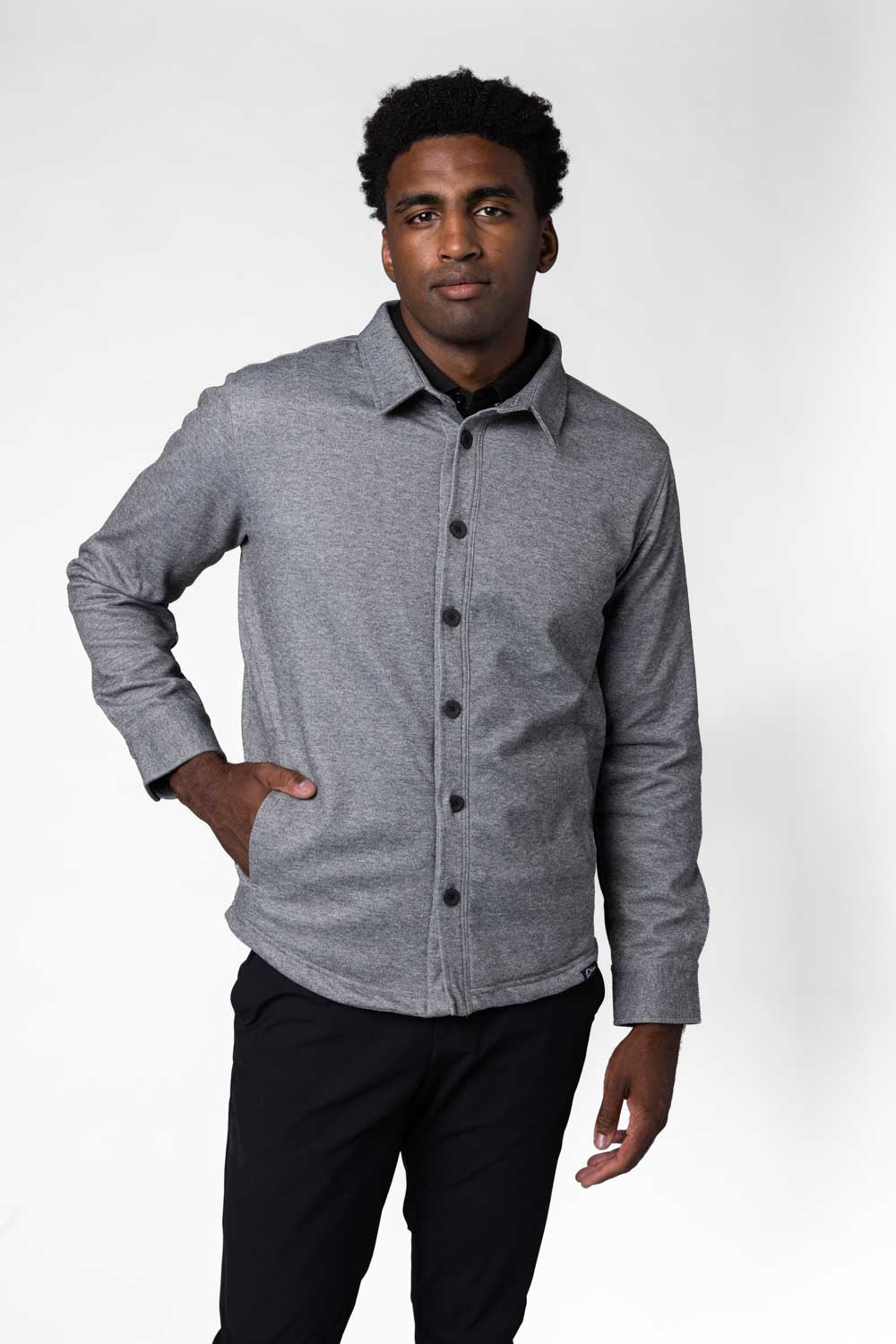 Dark Gray Lined Button Up Shirt