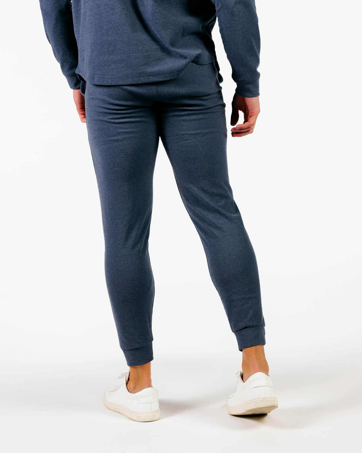 Blue Gray Brushed Rib Knit Jogger