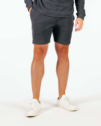 Dark Gray Brushed Rib Knit Shorts