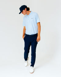 Grant Horvat Essentials Light Blue Micro Stripes Blade Polo