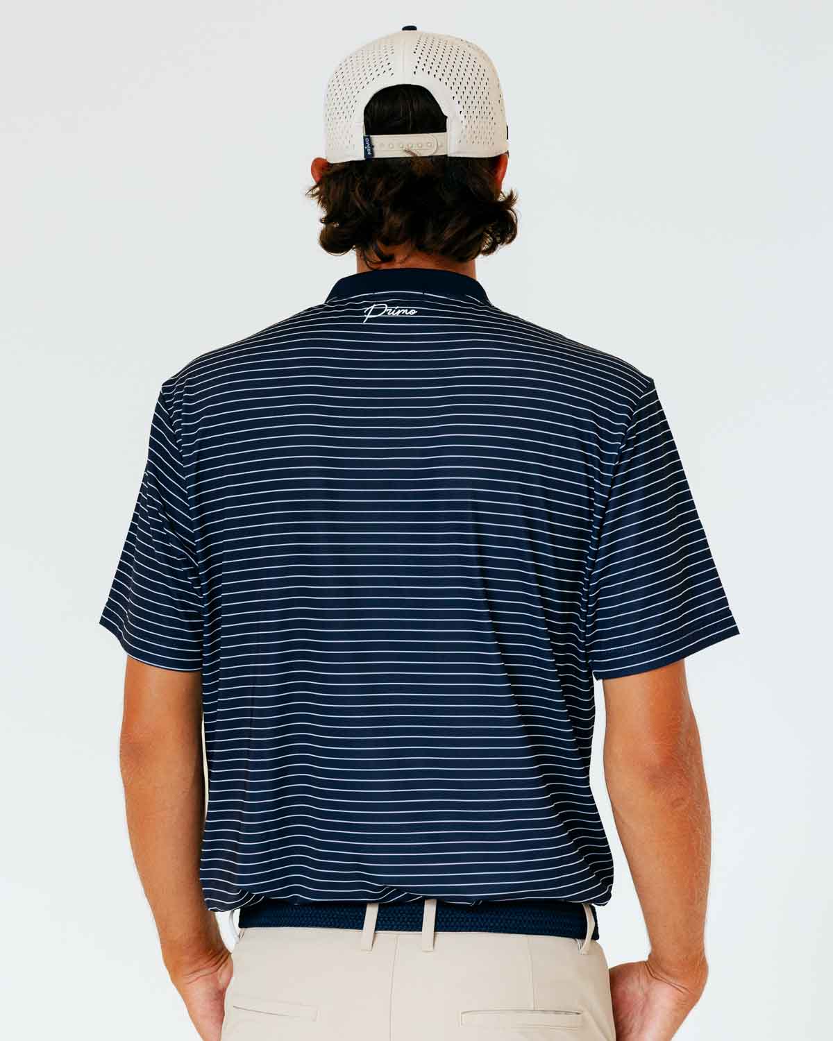 Grant Horvat Essentials Navy Stripes Blade Polo