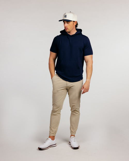 Navy Heather Short Sleeve Recovery Hoodie