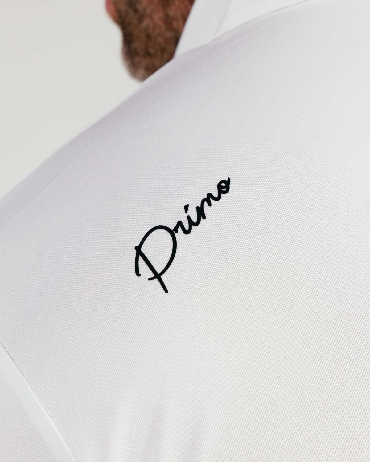 White Cursive Long Sleeve Blade Polo
