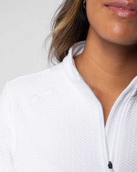 Women's White Waffle Quarter Zip