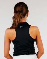 Women's Black Cursive Sleeveless Polo