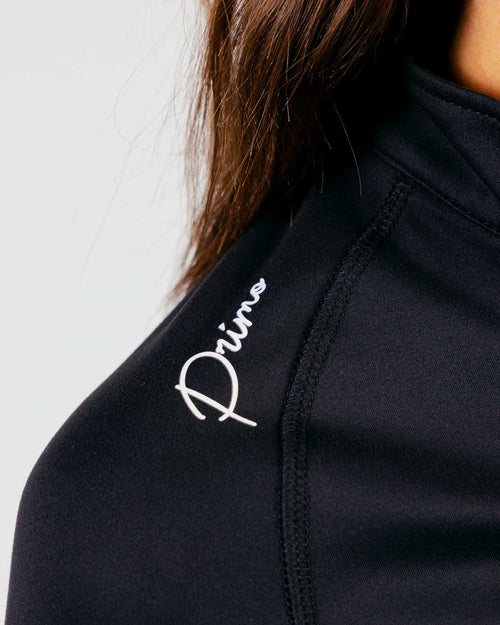 Women's Black Cursive Crop Quarterzip