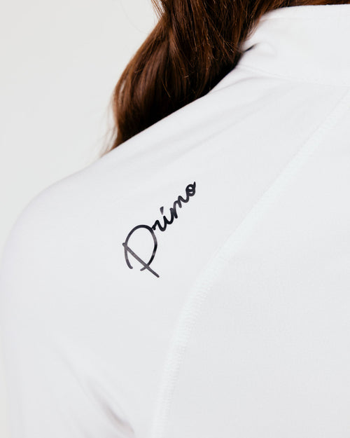 Women's White Cursive Crop Quarterzip